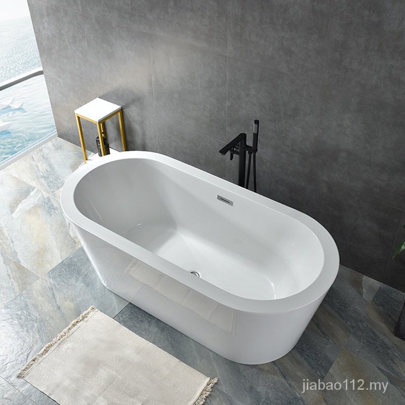 Oval doublelayer thick side acrylic bathtub household smallsized bathroom deepens heat