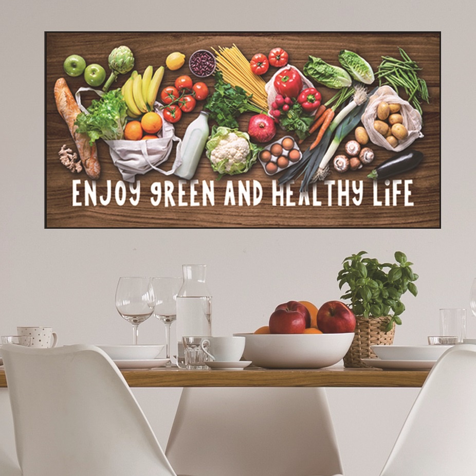 Fresh Mart Grocery Vegetables Healthy Life Background PVC Wall Art ...