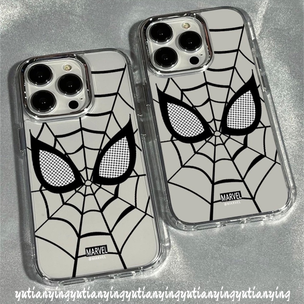 Cool Spider-Man Eyes Luxury Plating Metal Lens Clear Soft Case