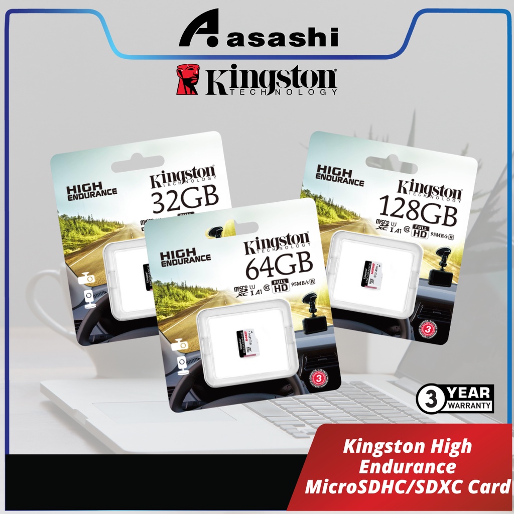 Kingston High Endurance 32GB / 64GB / 128GB / 256GB 95R/30W Class 10 ...