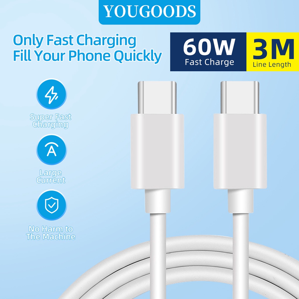 3-in-1 Magnetic Fast Charging Cable – 60W PD USB C To C / Micro USB / IOS – Black