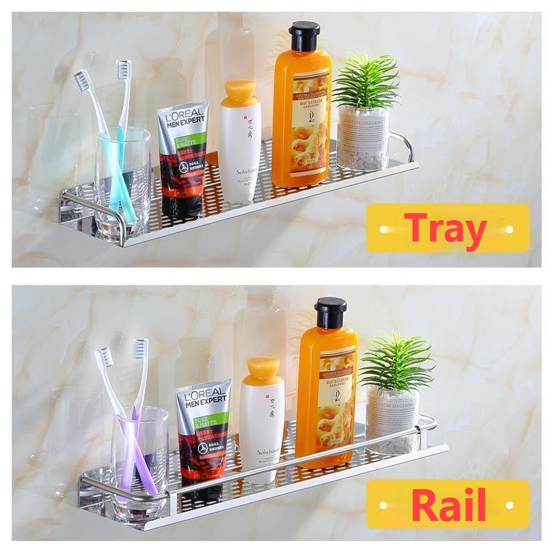 Stainless steel Bathroom Kitchen Floating Wall Shelf No Drill Hanging