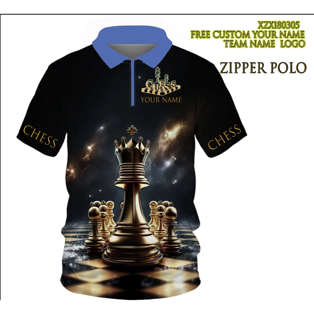 Golden Chess King Design 2024 3D polo shirt | Shopee Malaysia