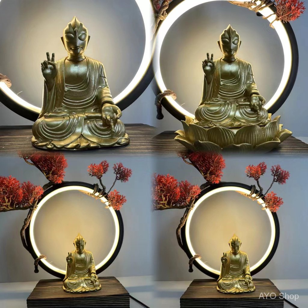 The Buddha of Light Ultraman Buddha COS Buddha Sitting Pose My Compassion  Base Lotus seat Handmade house or ar ornaments Anime and Manga Characters  gift for men Buy for fun 奥特曼cos佛祖坐姿我佛慈悲带莲花底座动漫手办车载摆件 |