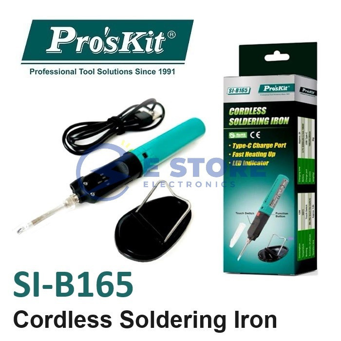Pro'sKit SI-B165 Cordless Soldering Iron & I-Type (5SI-B165-T) / K-Type ...
