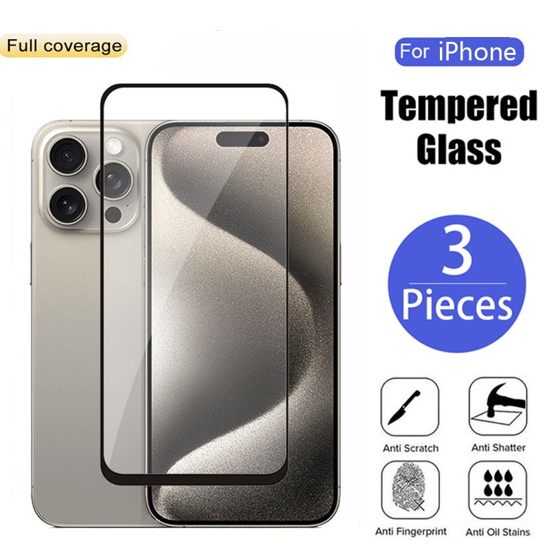 5pcs Tempered Glass for Iphone 15 14 13 12 11 Pro Max Screen Protector for Iphone 12Mini 13Mini 6 7 8 14 Plus SE X XS XR 14