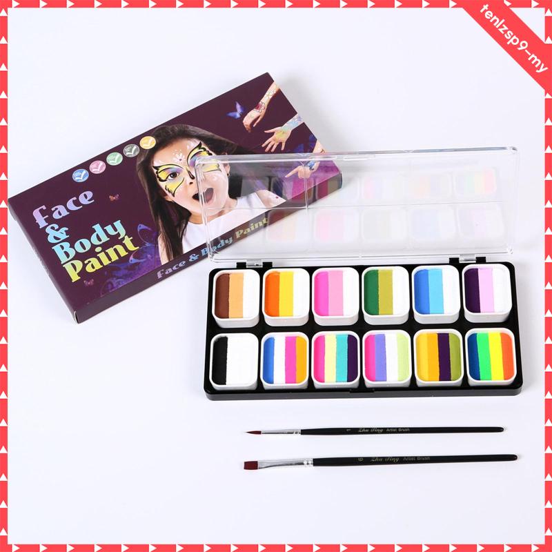 [tenlzsp9] Face Body Paint Set with Brushes Colors Rave Painting ...