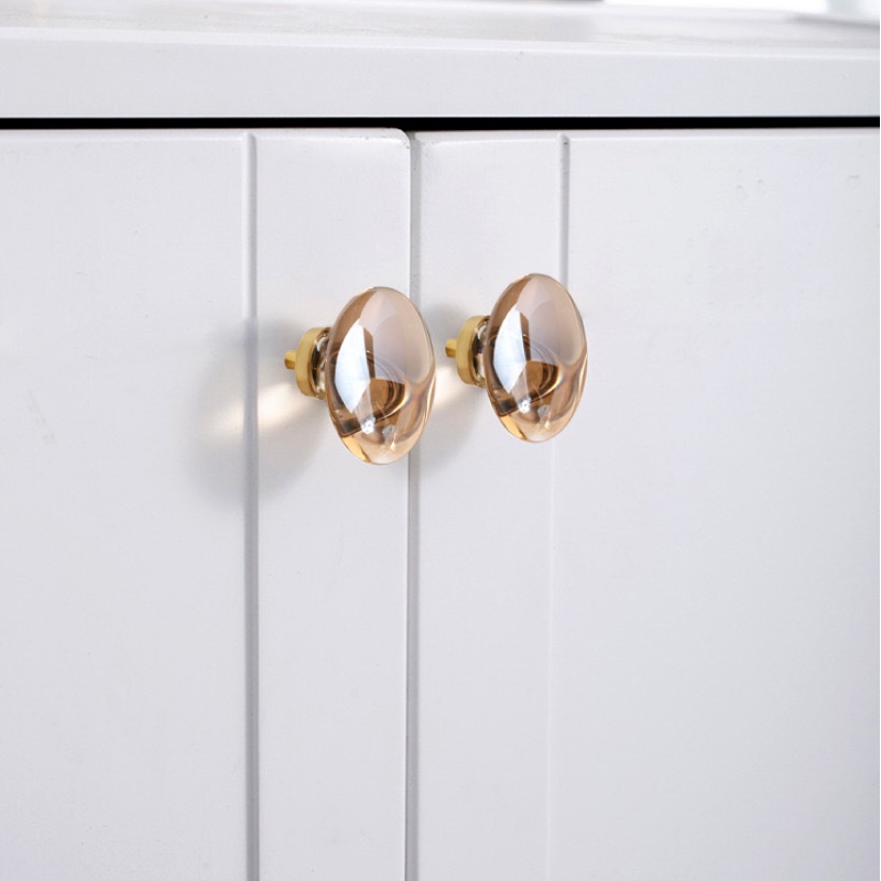 Modern Crystal Door Handle Knob Transparent Champagne Bedside