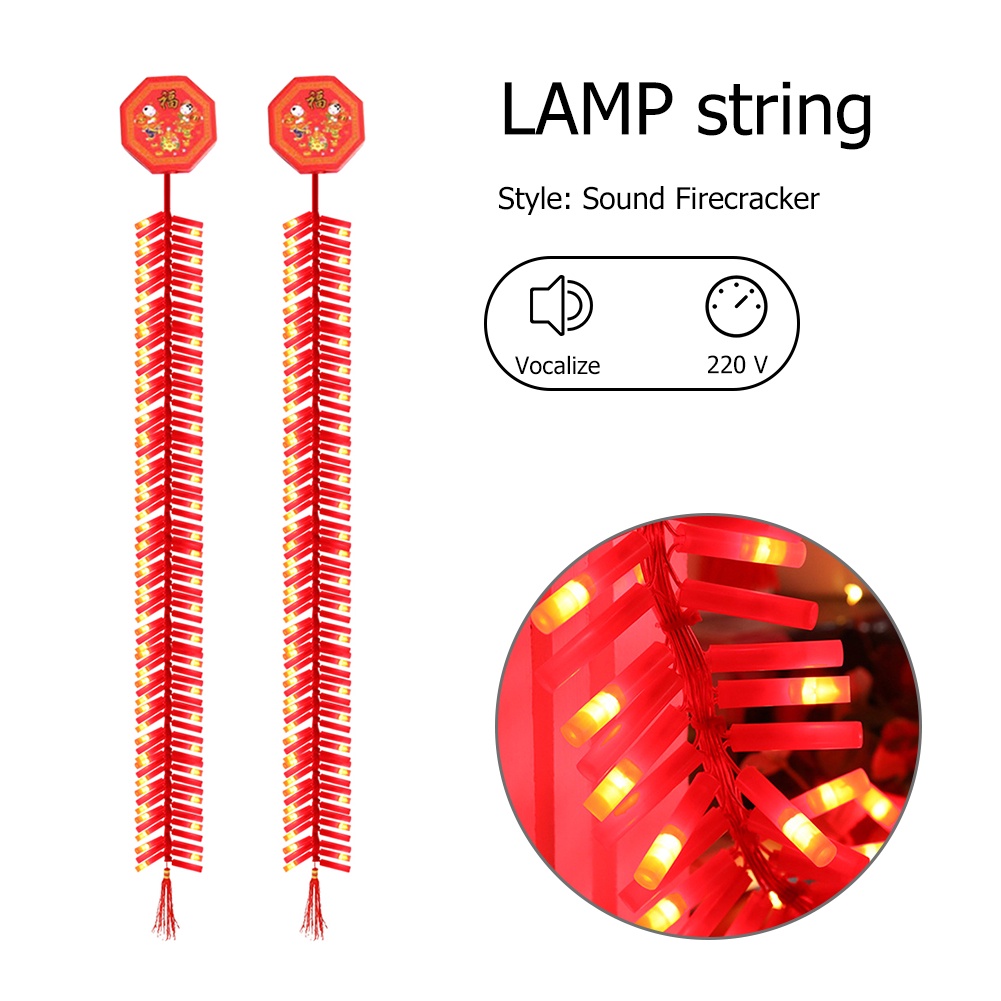 ♈Ready Stock♈92LED 1.35m Electronic Firecracker Lamp with Sound AC220V ...
