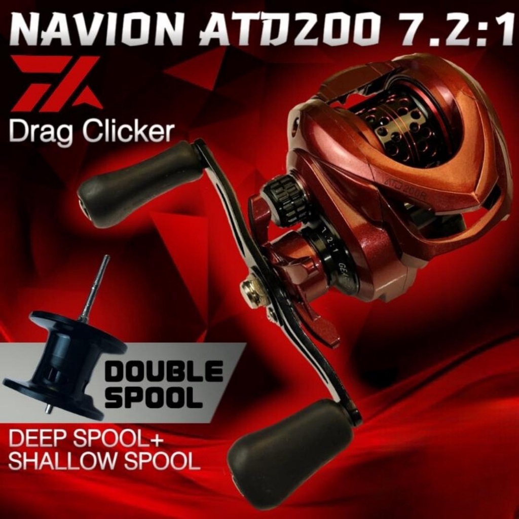 AquaTackle - 【RLB005 】Mesin BC Reel NAVION ATD200 Double Spool Baitcasing Fishing  Reel Drag Clicker Ratio7.2:1High Speed