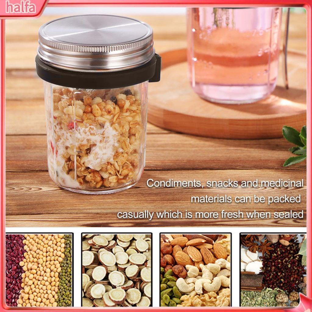 {halfa} Mason Jar with Spoon Airtight Lid Clear Scales Wide Mouth