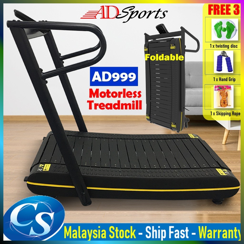 ADSports AD999 [3 years warranty] No Powered Motorless Running Treadmill Fitness Equipment Folding Curve Treadmill