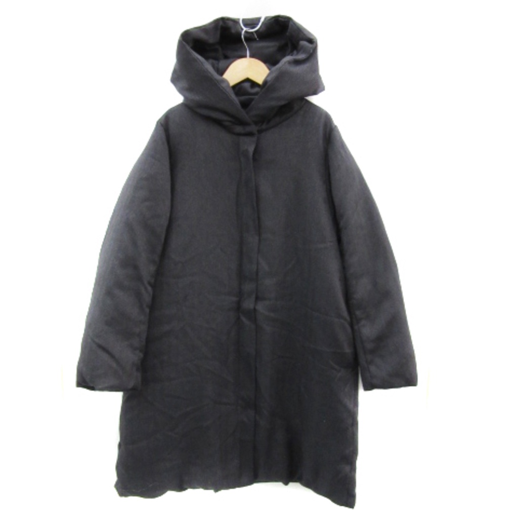 Samantha Moss Moss Padded Coat Herringbone Pattern Hooded F Charcoal ...