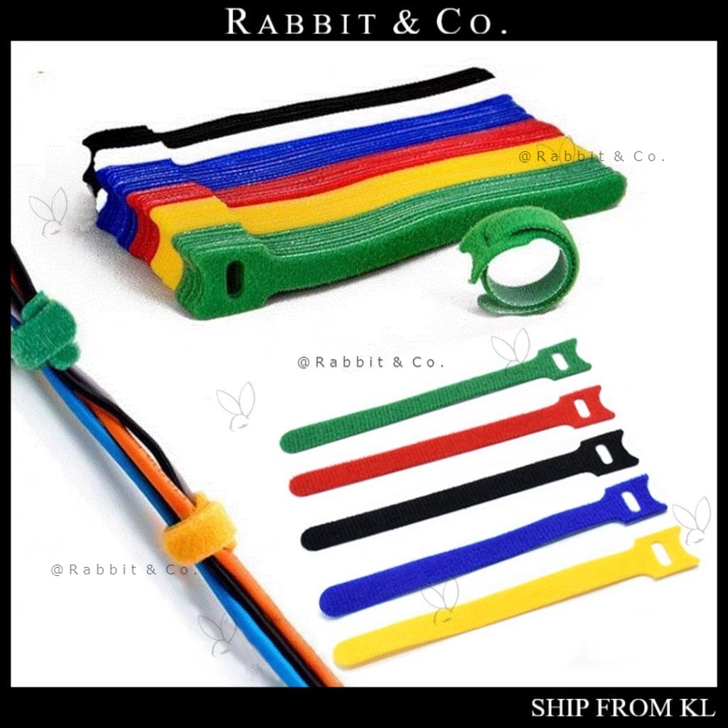 R&C 10pcs T-type Cable Tie Wire Reusable Cord Organizer Wire 15x1.2cm ...
