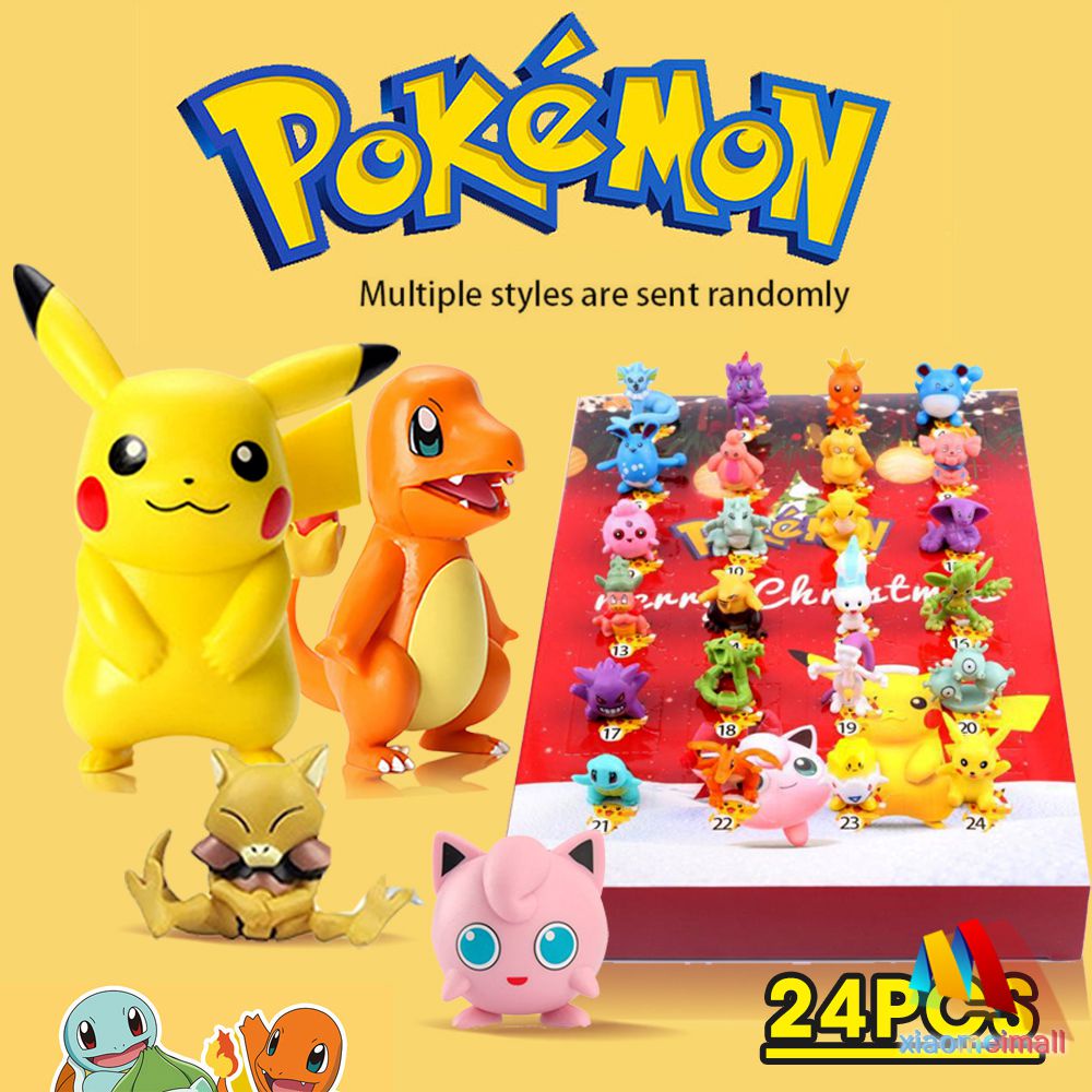 24pcs Anime Character Pokémon Pikachu Model Christmas Calendar Box