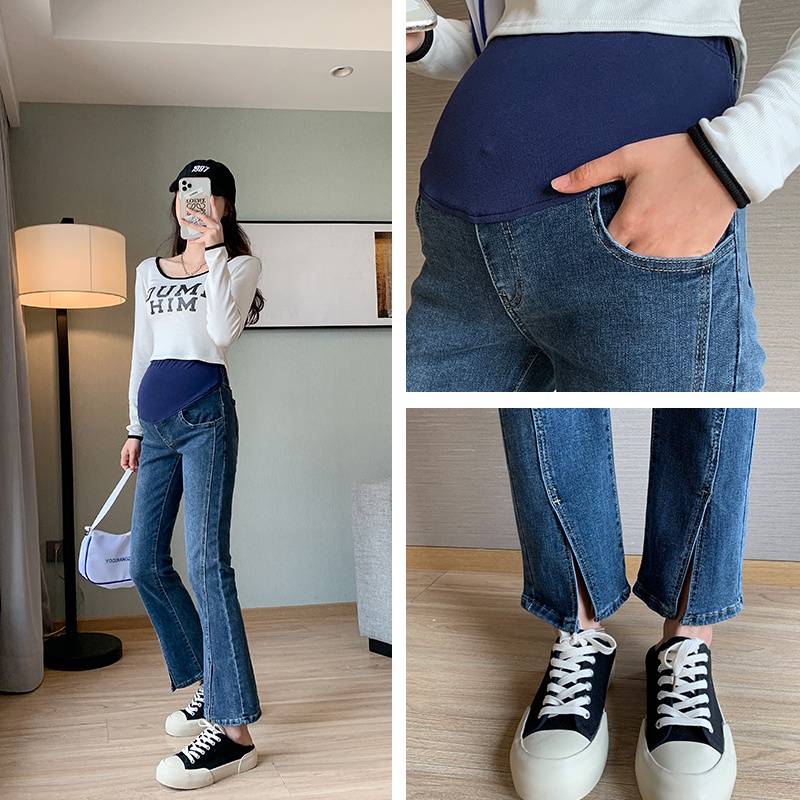 Wide leg pregnancy jeans in Dark blue