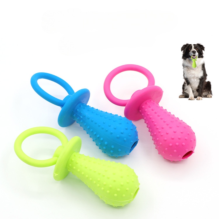 TPR pacifier dog sound toy with bell size pacifier grinding pet ...