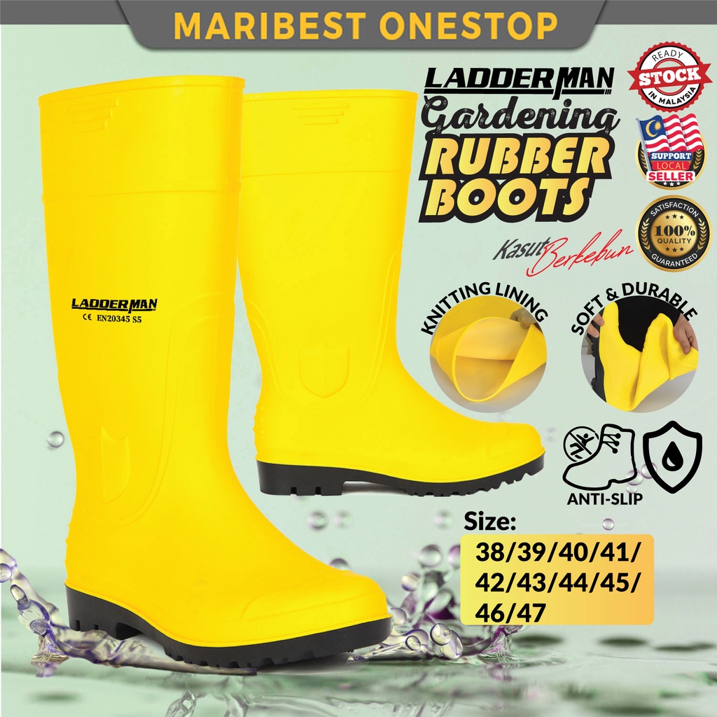 Ldm Rubber Boot Yellow Gardening Anti Slip Waterproof Outdoor Rain Boots Pvc Shoes Kasut Hujan