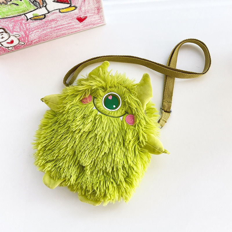 Little Monster Furry Bag Japanese Cartoon Messenger Bag Student Funny ...