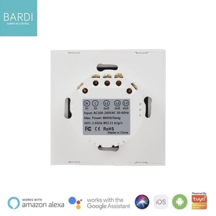 HITAM Bardi SMART LL SWITCH 2 GANG EU WIFI - TAR LIGHT SWITCH - Black ...