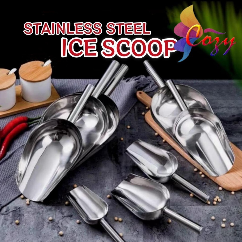 Stainless Steel Ice Scoop 8/9/10 inch Multipurpose Food Shovel Ice ...