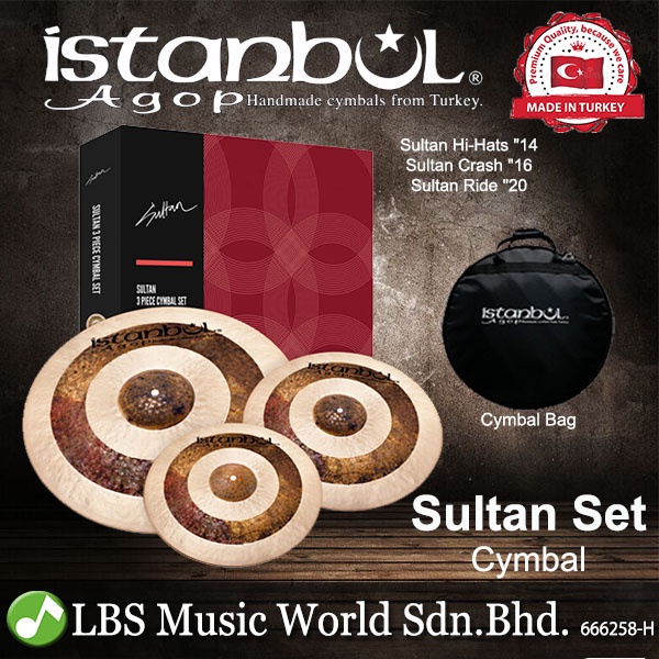 Istanbul Agop Cymbals Sultan Set 14" HiHats 16" Crash 20" Ride Cymbal