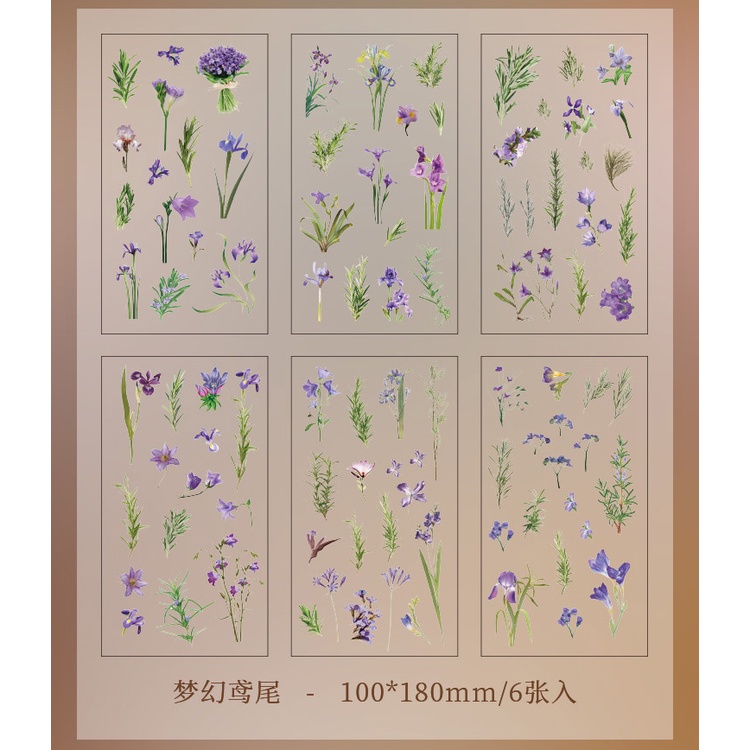 ENWEI 6 Pcs [Nature Series] Vintage Journal Stickers PET Sticker Paper ...