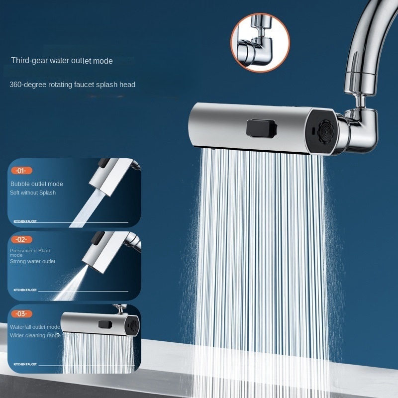 Kitchen Faucet Splash Head Upgrade Three Water Outlet Universal Faucet