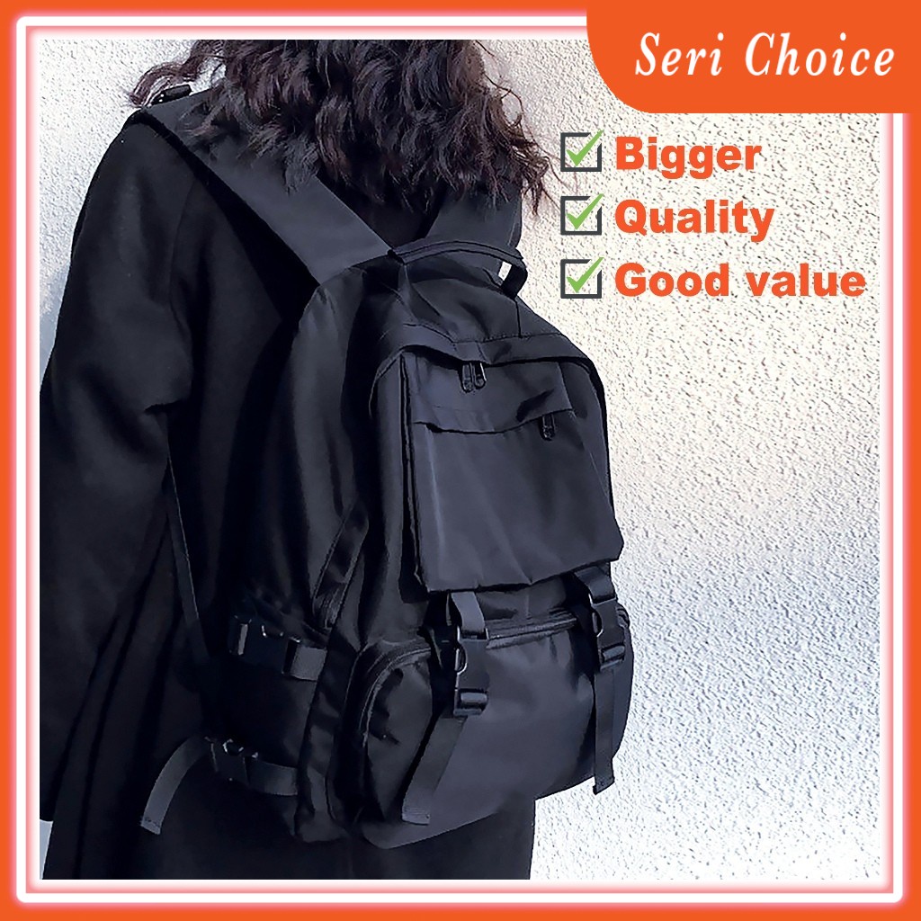 B089 Unisex Backpack Student Canvas School Bag Travel Bag Sekolah Murah ...