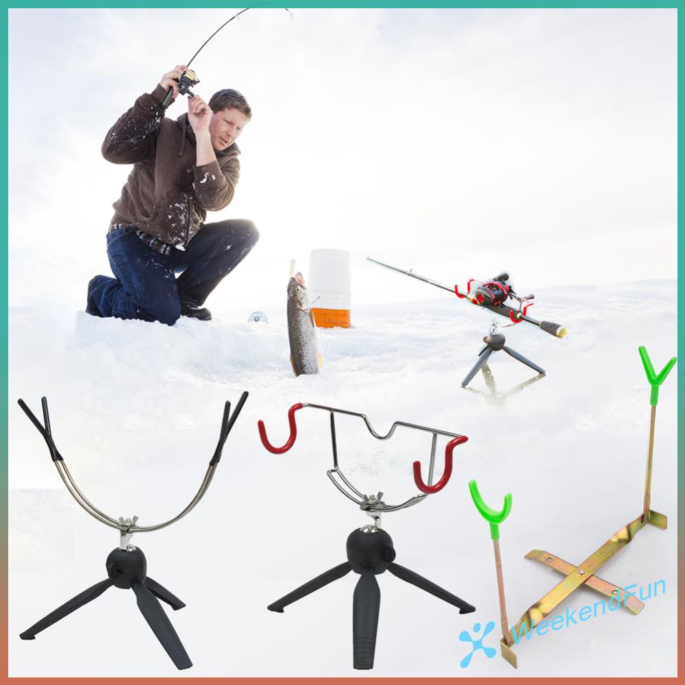 WE★ DoubleHead Fish Pole Holder Portable Ice Fishing Rod Holder Easily