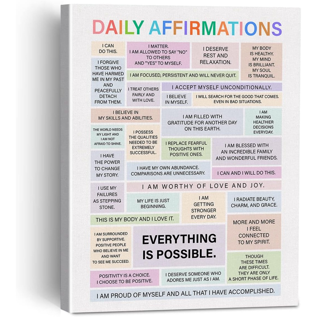 Daily Affirmations Canvas Painting Framed Wall Art Decor For Home ...