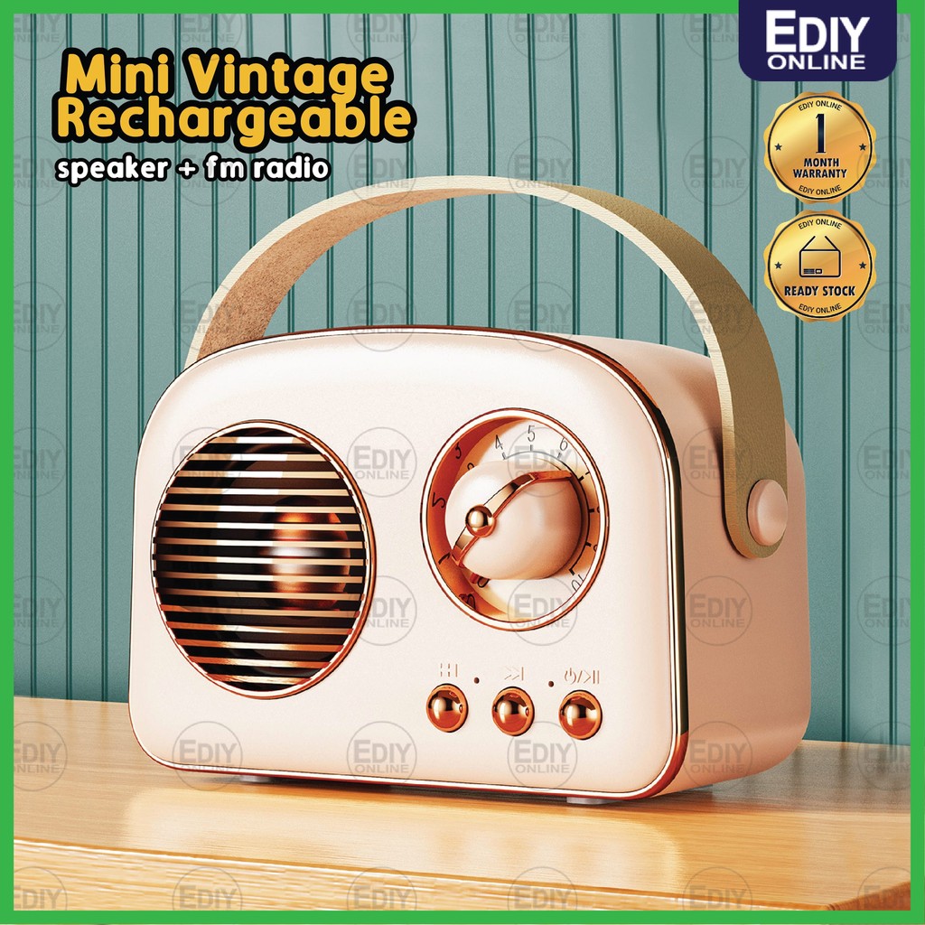 2025 Mini Vintage Rechargeable Bluetooth Speaker FM Radio TWS USB TF ...