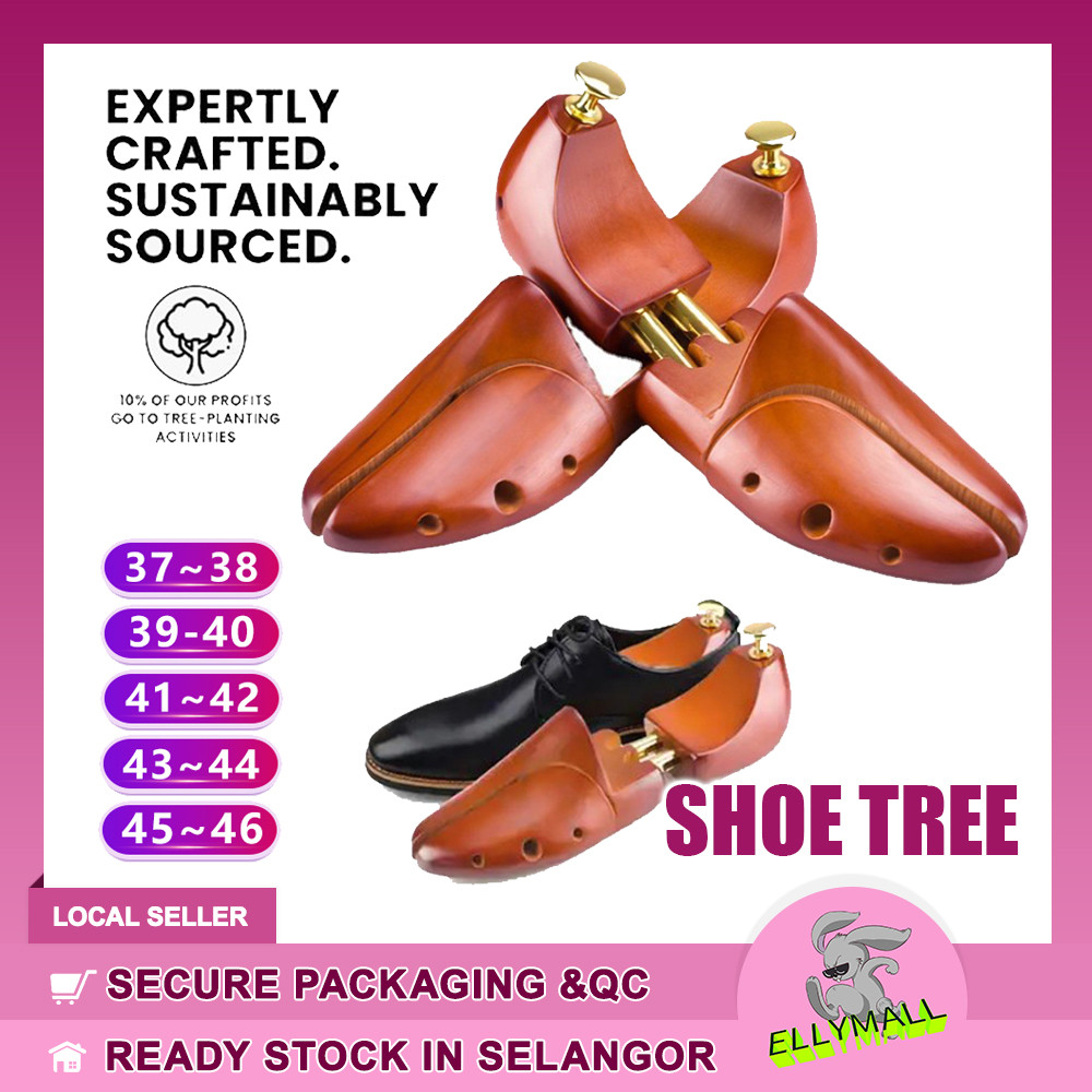 Kilocircle Men’s Cedar Shoe Trees 2-Pack – Aromatic Red Cedar, Twin Tube Adjustable, USA Wood, Includes Shoe Horn