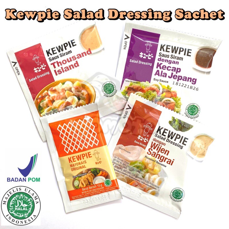 Kewpie Salad Dressing SACHET Original, Roasted Sesame, Japanese Soy