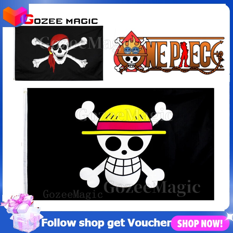 One Piece Skull Flag Monkey D Luffy Jolly Roger Pirate Flags Halloween ...