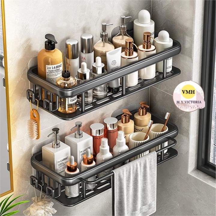 Bathroom Rack Cosmetic Rack Wall Mounted Toilet Rack Free Drilling ...