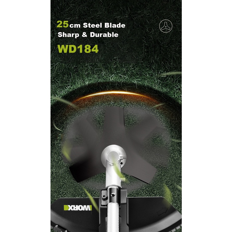J&E WORX PROFESSIONAL WD184 2X20V 40V CORDLESS BRUSHLESS GRASS TRIMMER ...