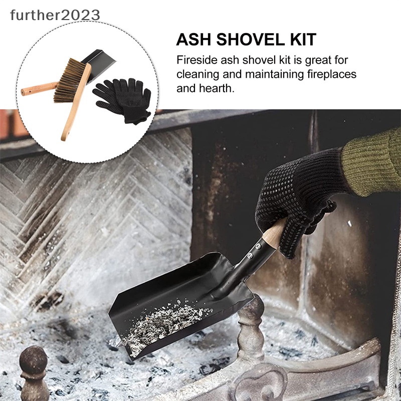 [further] Fireplace Cleaning Kit,Fireplace Ash Shovel And Hearth Brush