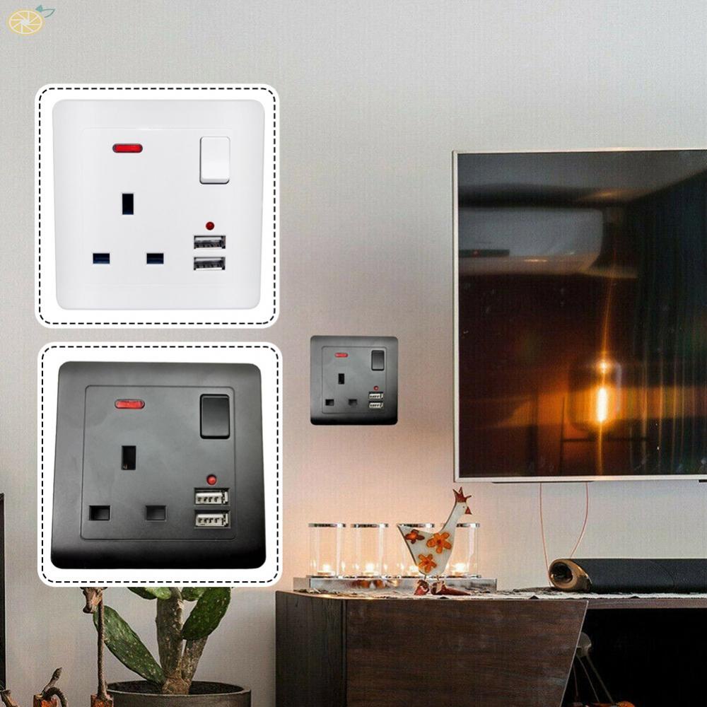 Socket Wall Power Socket 2 Gang Port Electric Wall Plug 13A UK Wall