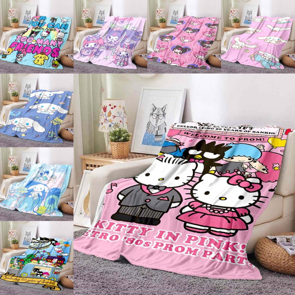 Sanrio Hello Kitty Plush Blanket Kuromi My Melody Cinnamoroll Kawaii