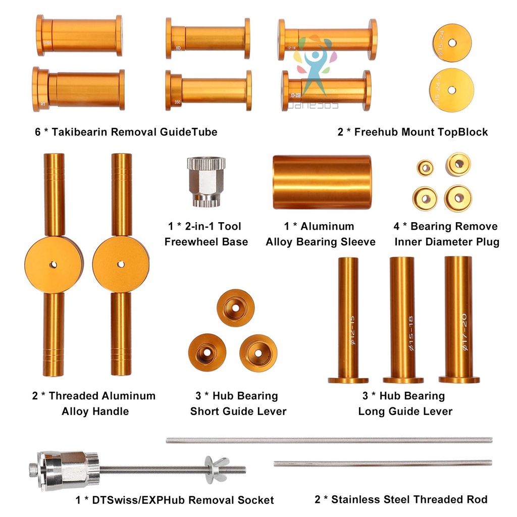 Bicycle Quick Release Thru Axle Hub Bearing Installation Removal Tool