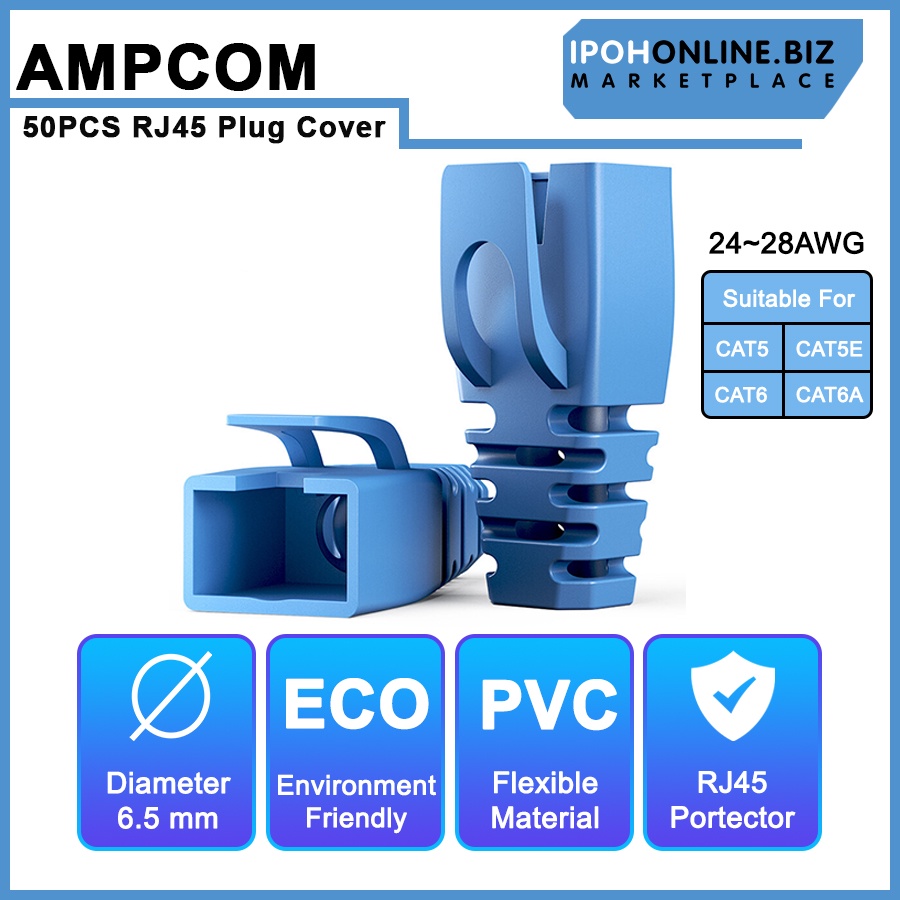 thumbnail image 2 of 50x Or 100x RJ45 Cable Ends Boots - Strain Relief Connector Covers For Cat5 Cat6 2 of 5