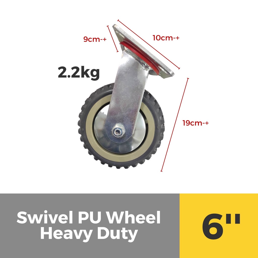 4'' 5'' 6'' Heavy Duty PU Wheel Rigid Swivel With Brake 360 Degree ...