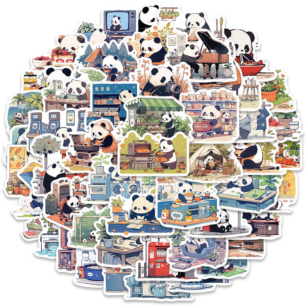 50PCS Cartoon Little Panda Diary Life Waterproof Graffiti Stickers for ...