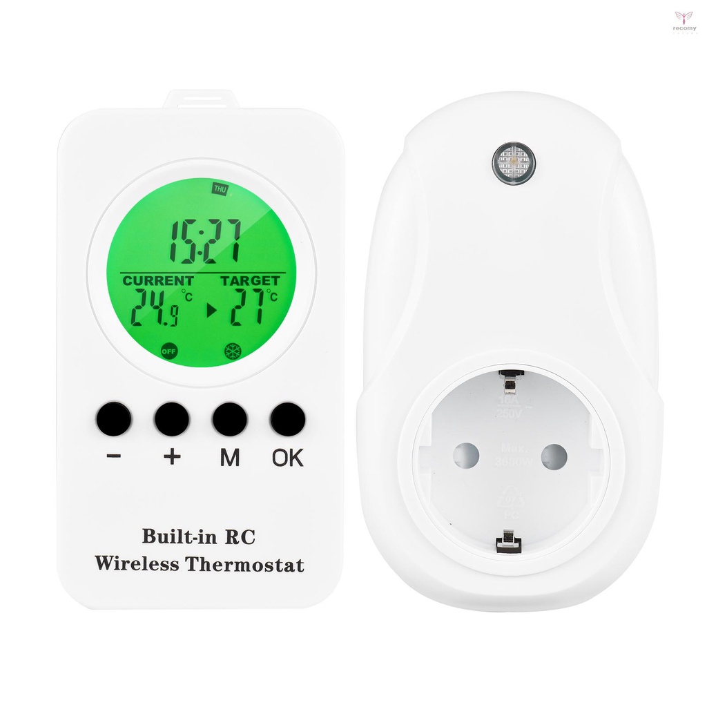 230V 16A Wireless Thermostat Remote Thermostat Control Plugin Socket 0