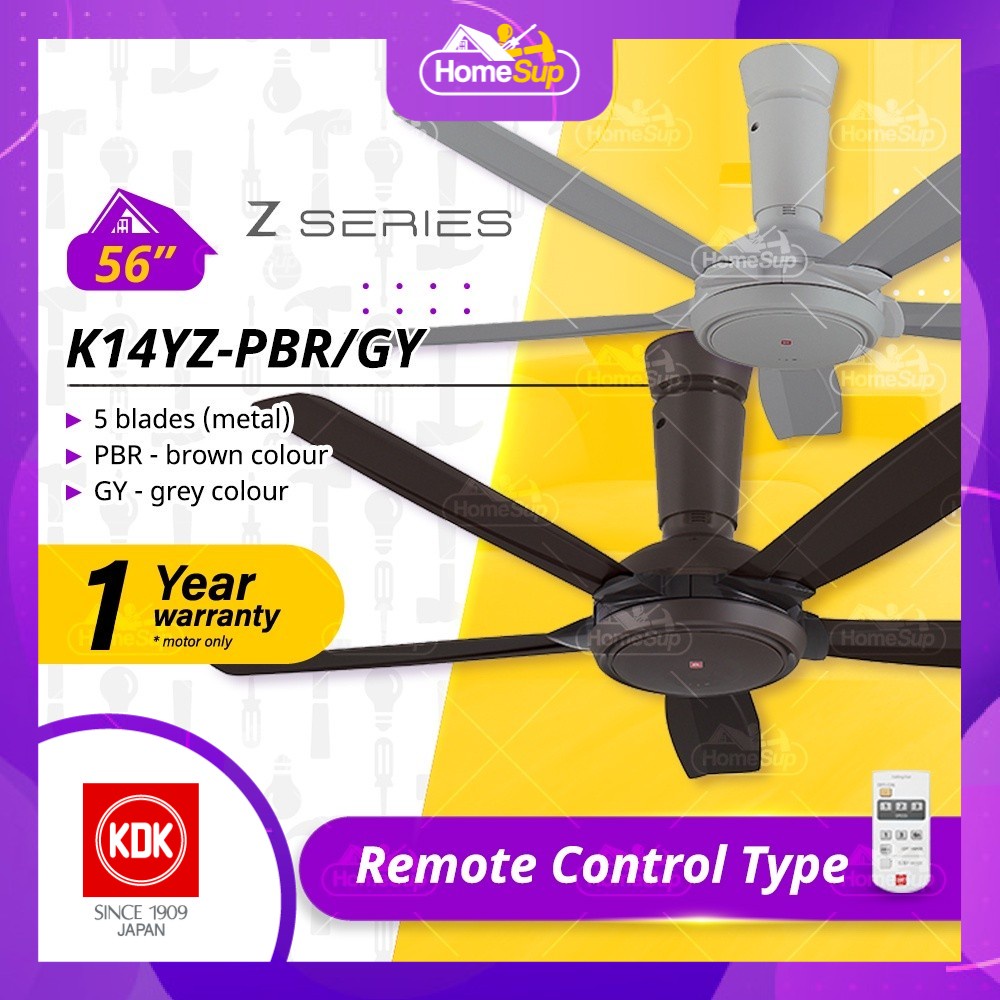 KDK Ceiling Fan K14yzPBR / K14yzGY Remote Control, 3 Speed, Grey