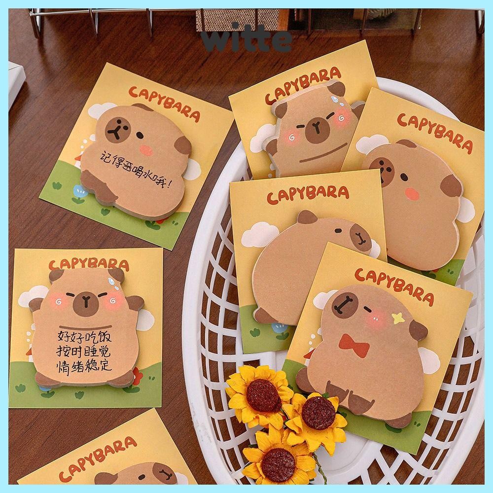 WITTE Capybara Sticky Notes, 30 Sheets Self-adhesive Memo Pad, Cartoon ...