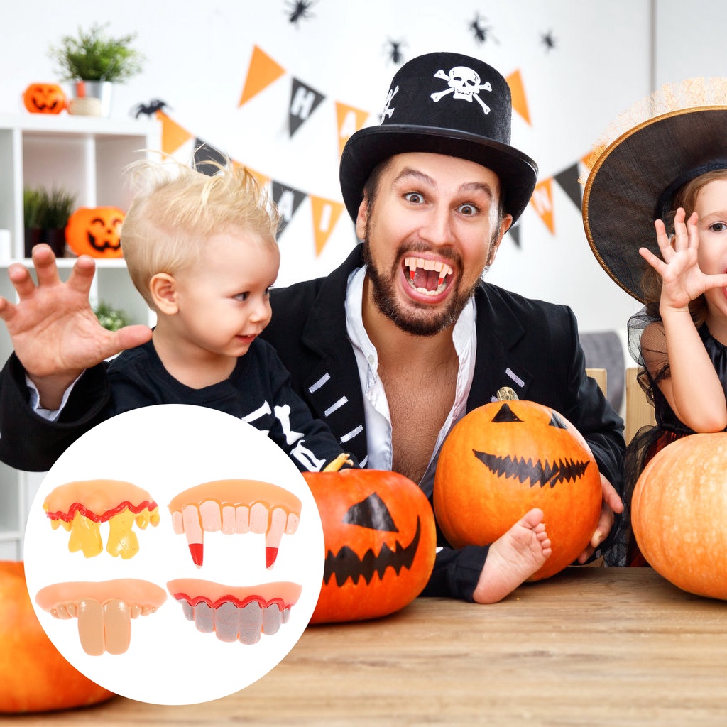Halloween Dentures Funny Teeth Cosplay Props Decorative Rubber taijduoy