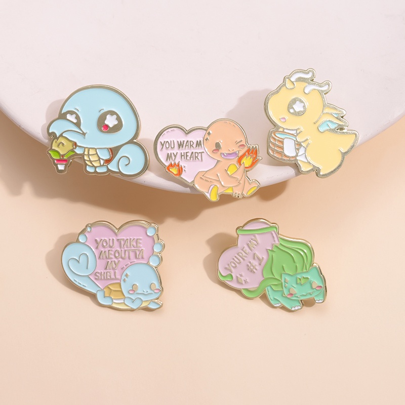 Anime Elf Enamel Pin Brooches Kawaii Cartoon Turtle Fox Pikachu Brooch ...