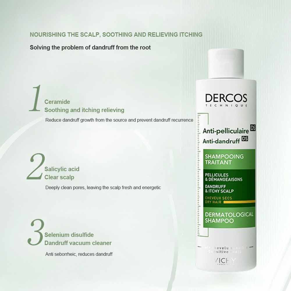Vichy Dercos Anti Dandruff & Itchy scalp for Dry hair Shampoo 200ml 6.